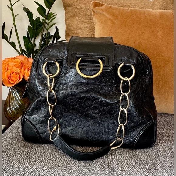 Marc Jacobs Handbags - Marc Jacobs Rare Vintage Black Leather Satchel with Gold Chain Handles